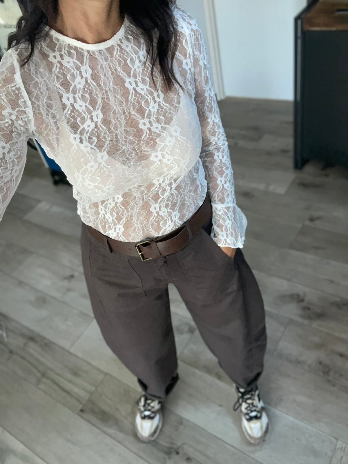 Pantalon barrel MINA chocolat