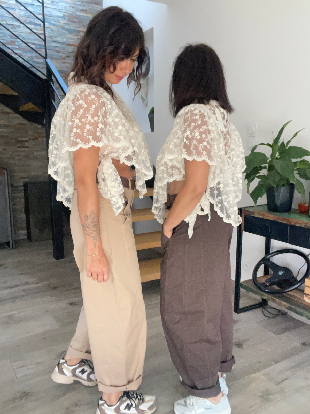 Pantalon barrel MINA chocolat
